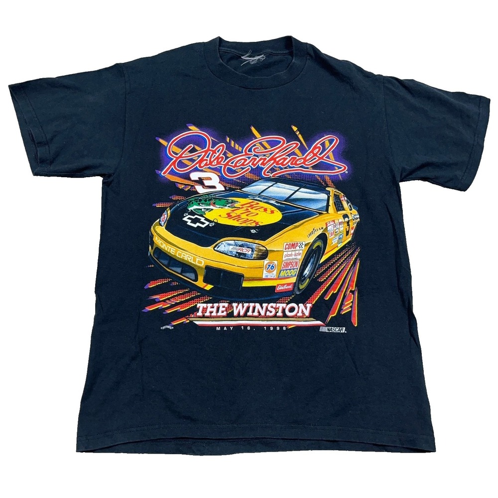 Vintage Dale Earnhardt Shirt Men Large Black Nascar Tee 90s‎ Bass Pro Nutmeg